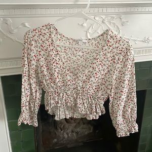 White blouse with flower pattern